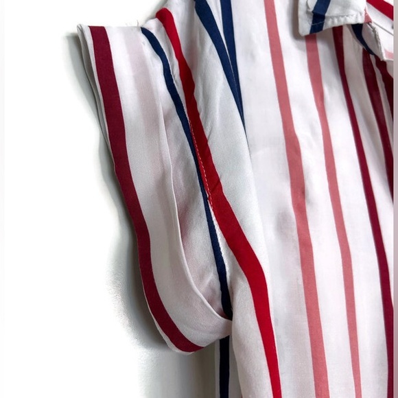 Alexander Jordan • Women’s Striped Back Button Short Sleeve Tunic Top • Medium - Picture 3 of 6